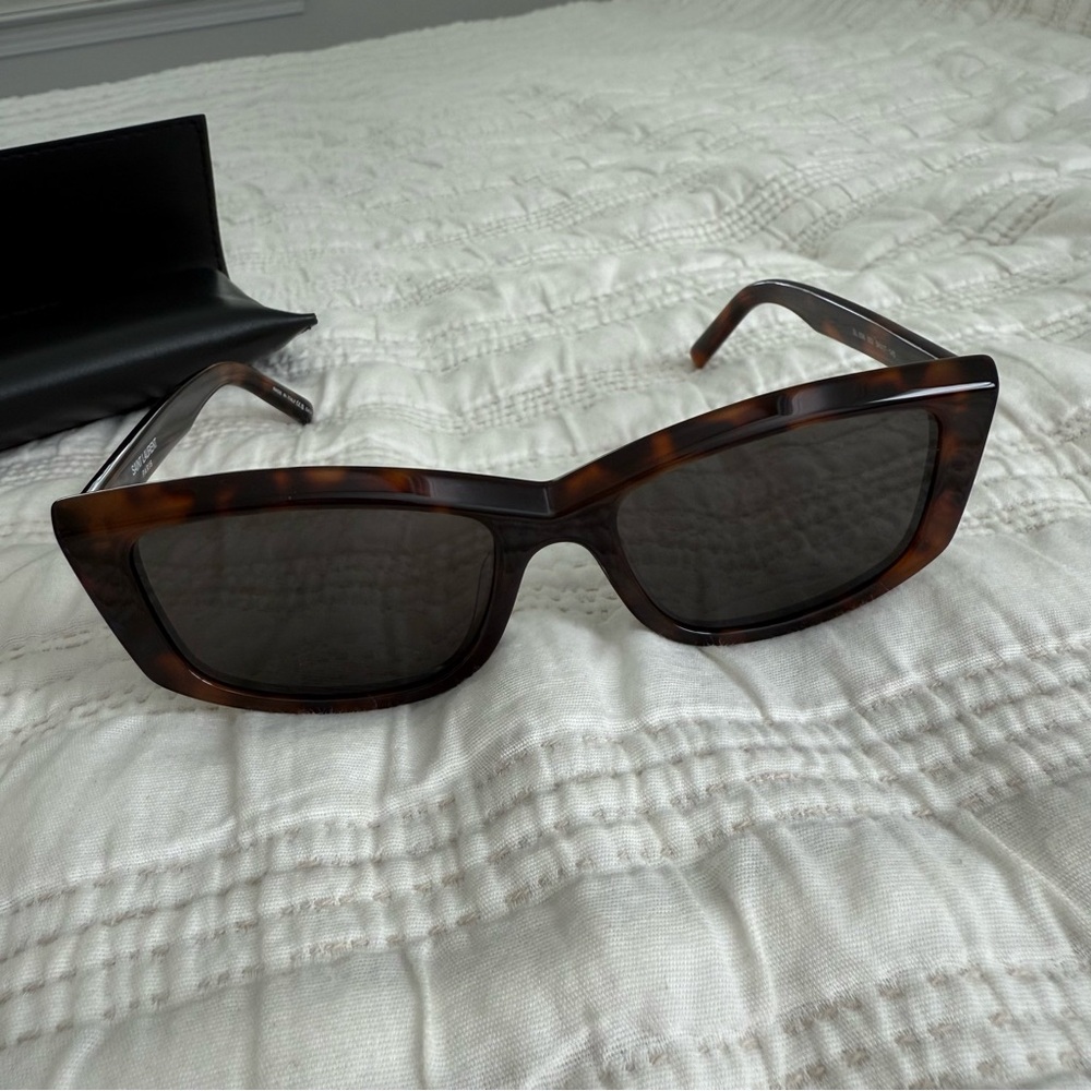 Saint Laurent 658 CAT EYE ACETATE SUNGLASSES‎ MEDIUN HAVANA/BLACK - Picture 7 of 14